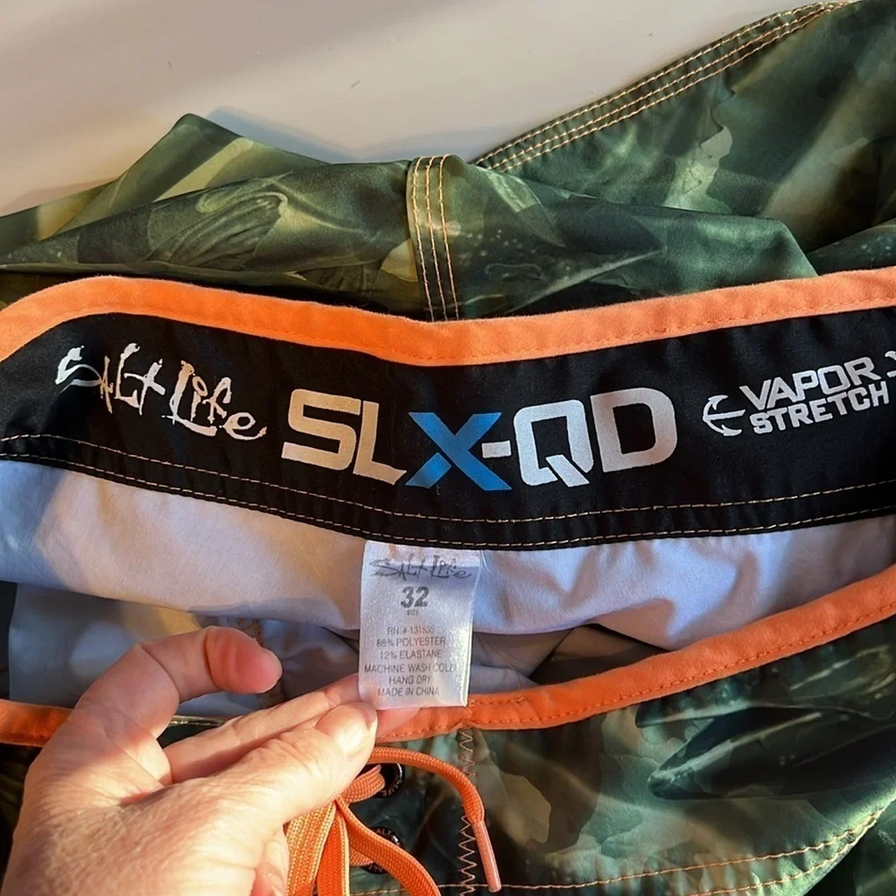Salt Life Vapor Stretch Fish Print Swim Trunks Shorts 32